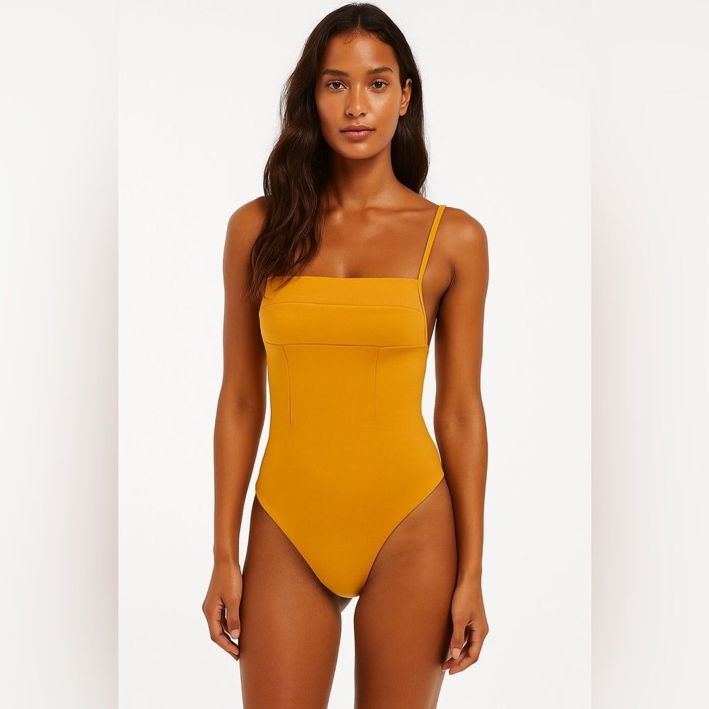 Haight Burnt Orange Crepe Paula Maillot One Piece Swimsuit size Large NWT